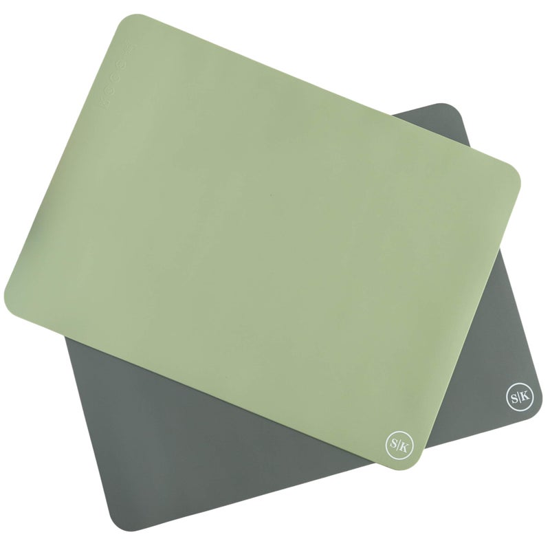 The Silicone Kitchen Silicone Oven Baking Mats BPA Free, Extra Thick, Half Sheet 16 in by 11.75 in, Set of 2, Green and Gray - Image 1